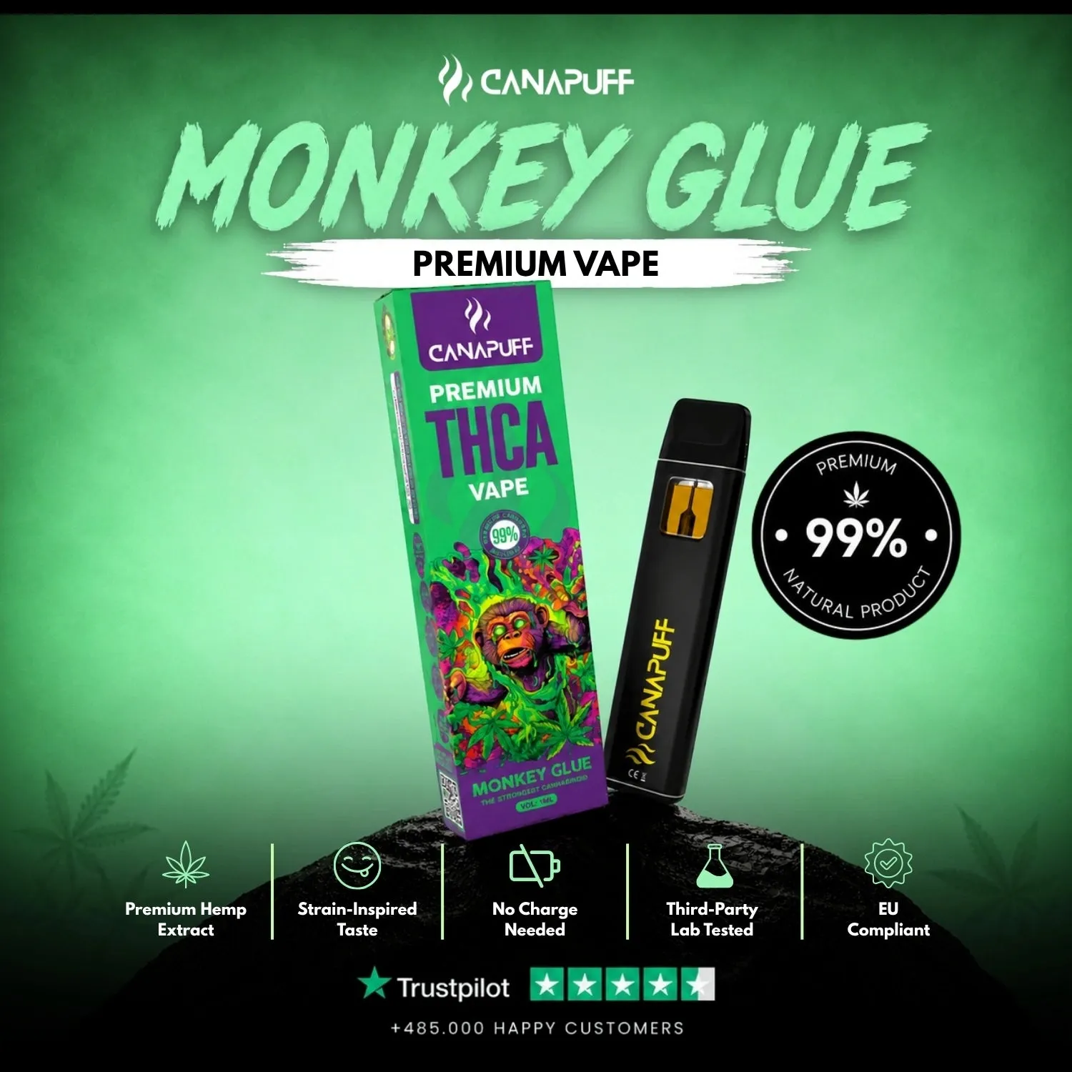 Canapuff THCA Monkey Glue vape 1 ml 99%
