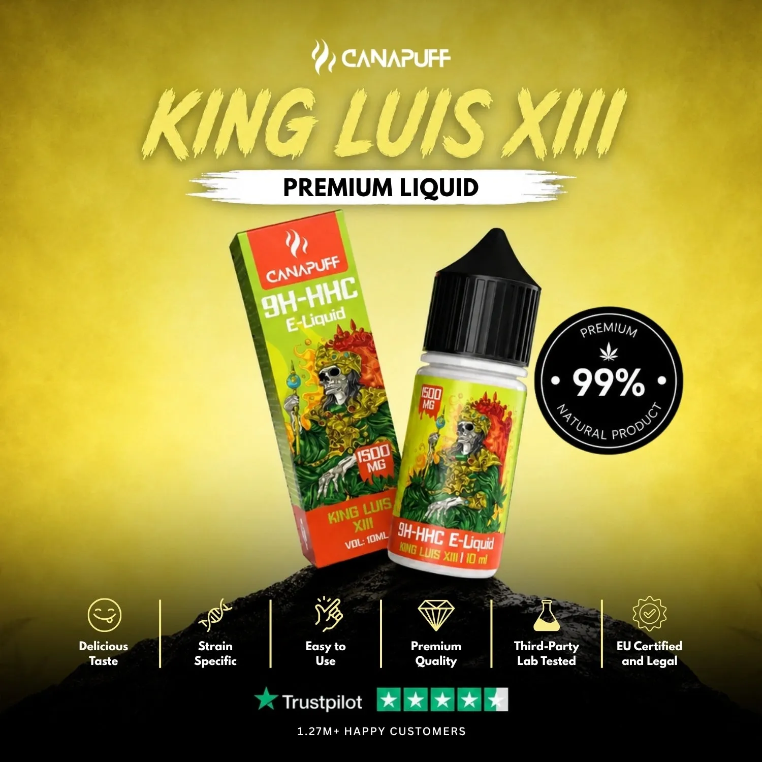 Canapuff King Luis XIII 9H-HHC-væske 1500mg furu